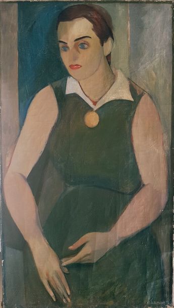 null DARMON A. (XXème siècle) 

Portrait de femme à la robe verte 

Huile sur toile...