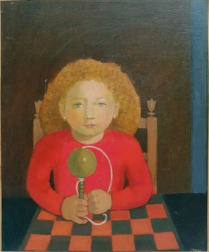 null DERAY Odette (née en 1918) 

Petite fille assise au bilboquet 

Huile sur toile...