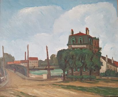 Alphonse QUIZET Alphonse QUIZET (1885-1955)

L'Hôtel du pont

Huile sur toile signée...