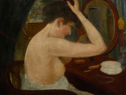 null Dans le gout de Georges Alfred BOTTINI (1874-1907)
Demie-Mondaine à sa toilette
Huile...