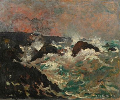 null Anders OSTERLIND (1887-1960)
Le phare dans la tempête
Huile sur toile.
Signée...