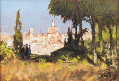 null Pierre Eugène MONTEZIN (1874-1946)

Vue de Rome depuis la colline du Gianicolo

Gouache.

Signée...