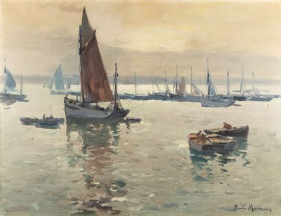 null Paul MORCHAIN (1876-1939)

Voile rouge et canots à marée haute, Bretagne

Huile...