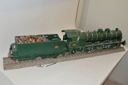 null Grande maquette de locomotive Pacific française, type PLM 6001, en bois et métal,...