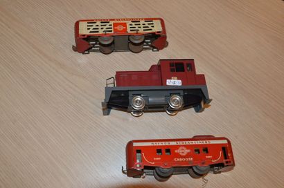 null Rame en O : loco diesel, 2 wagons

- Rivarossi locotracteur B en rouge

- Hafner...