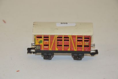 null MÄRKLIN 386/1ere version, wagon transport de volaille, en jaune et rouge, bel...