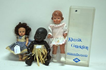 null (3) Poupées : Poupée noire, PETIT COLIN, yeux peints, 25 cm, - petite poupée...