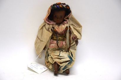 null little black doll, RECKNAGEL 14/0 1909, original clothes, 21 cm