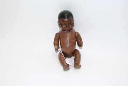 null Black baby doll, ERNST HEUBACH 418/14/0, body composition, full head, curly...