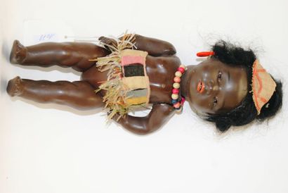 null HEUBACH KOPPELSDORF 414-12-O black baby doll, body composition, head with black...