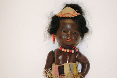 null HEUBACH KOPPELSDORF 414-12-O black baby doll, body composition, head with black...