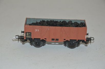 null MARKETLINE 311.K b.3, (1952/55) wagon overt chargé de vrai charbon, brown, 9cm,...