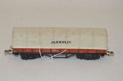 null MÄRKLIN 393.1, (1938) wagon bâche "MÄRKLIN", en rouge, 4 axes, attelage KK 2.1,...