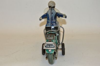 null TCO, Germany, moto de police, en tôle lithograpiée, vert et bleu, friction,...