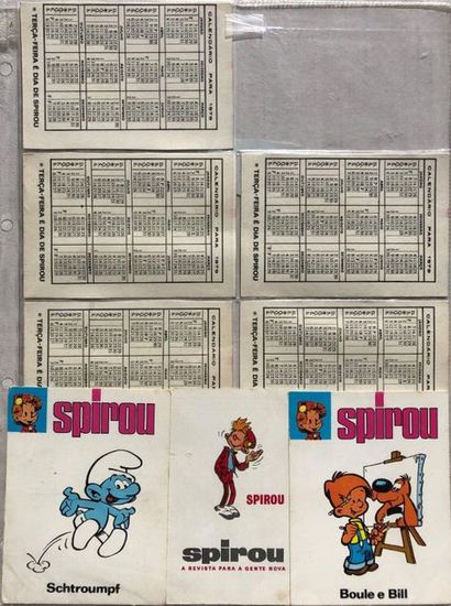 null Ensemble composé de 11 calendriers de poche Spirou illustrant un héro différent,...