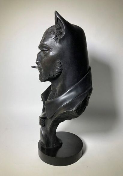 null Sculpture représentant Blacksad en buste avec cigarette en bouche. Superbe qualité...