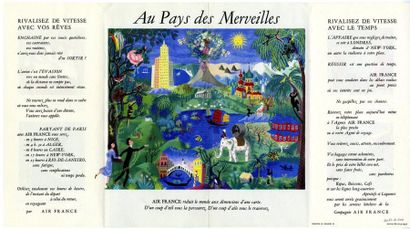 null Raymond Peynet pour Air France. Illustration originale polychrome représentant...