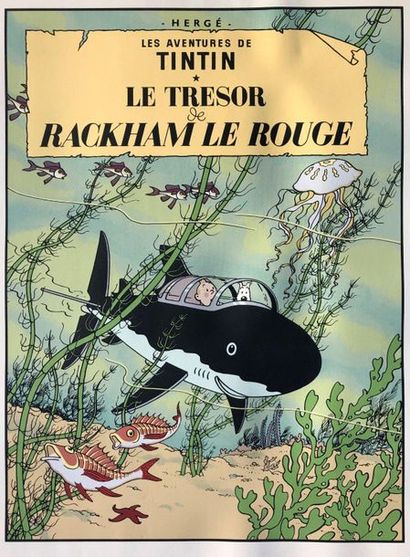 null Affiche illustrant la couverture de l'album de Tintin "Le trésor de Rackham...