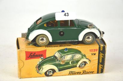 null SCHUCO Micro racer, réf 1039, VW Polizei, en blanc et vert, neuve en boîte ...