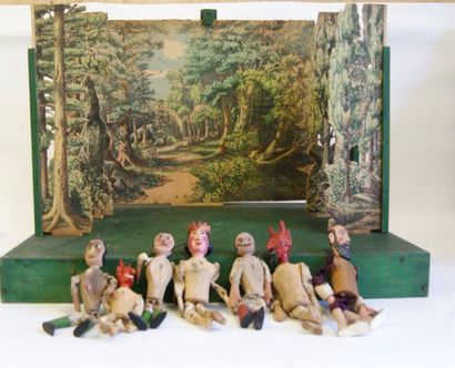 null Rare theatre of Epinal: includes the wooden base painted green and 8 different...