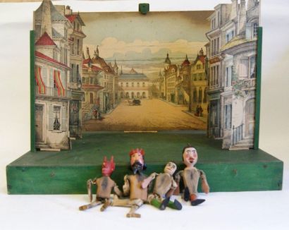 null Rare theatre of Epinal: includes the wooden base painted green and 8 different...