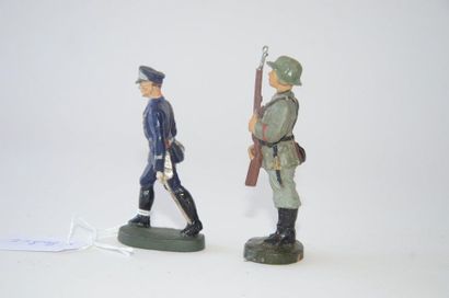 null ELASTOLIN (2) a kriegsmarine officer marching - a German soldier at attention...