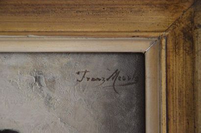 null Huile sur bois, Franz Meerts (1836-1896),"Moine buvant", signé en haut à droite,...