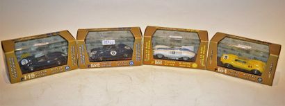 null BRUMM series ORO Jaguars (4): 2 blue D-Types, one yellow and one white. Metal....