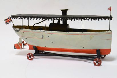 null CARET, river steamer ref. 621/2 from 1911, in red and white sheet metal, canopy...