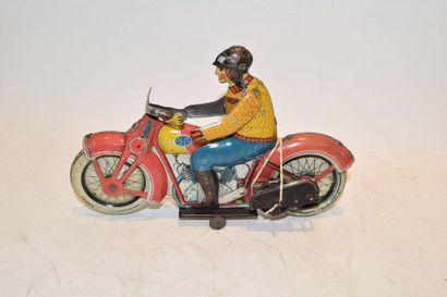 null JML, France, 30's, Beautiful red motorcycle in lithographed sheet metal, with...