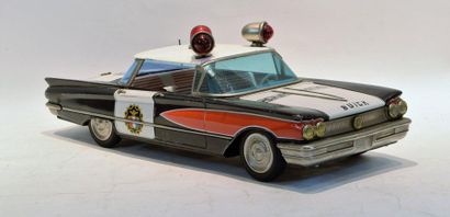 null Japan ICHICO, black and white sheet metal police Buick, friction, 45cm, good...