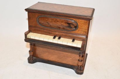 null Napoleon III, Elegant straight PIANO in rosewood, mahogany and bone or ivory,...