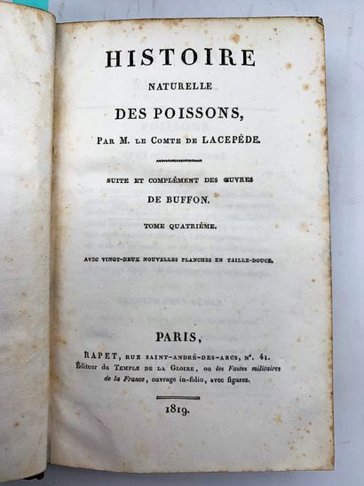 null Lot de 5 volumes 

 LACEPEDE Bernard Germain de 

l'Histoire Naturelle des Quadrupèdes...
