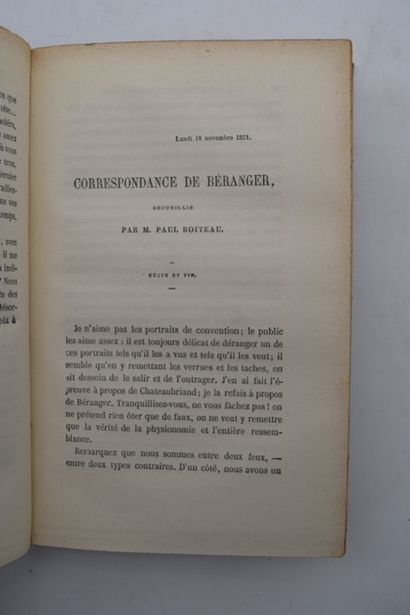 null SAINTE-BEUVE, Charles Augustin

New Mondays 

Paris, Calmann Lévy, 3rd edition,...