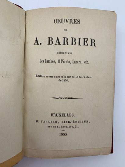 null BARBIER Auguste

Works of Auguste Barbier: Iambes. Il pianto

Brussels, H. Tablier,...