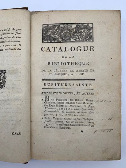null Catalogue of the books in the library of the famous ex-abbaye de St-Jacques...