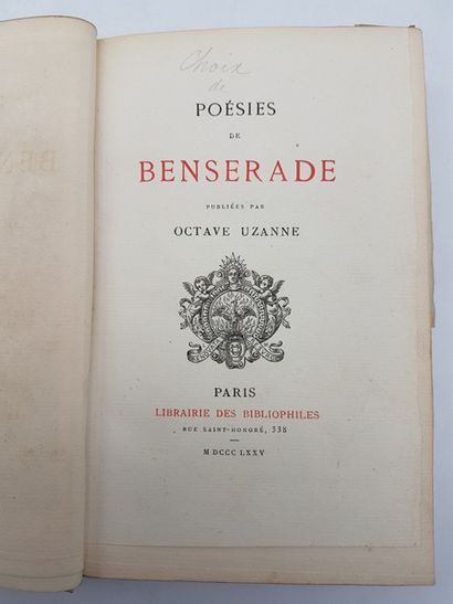 null - DE MONTREUIL M. Poésies, Paris, bibliophile bookshop, 1876.

- DE BENSERADE,...