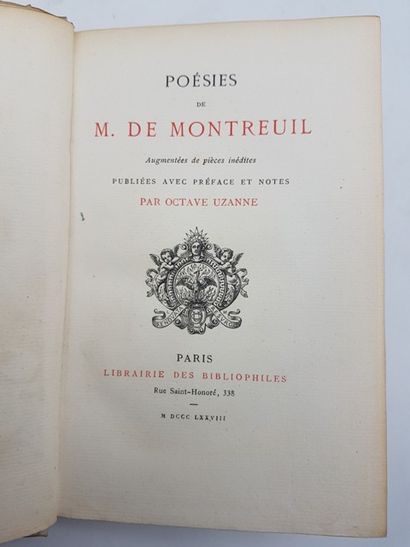 null - DE MONTREUIL M. Poésies, Paris, bibliophile bookshop, 1876.

- DE BENSERADE,...