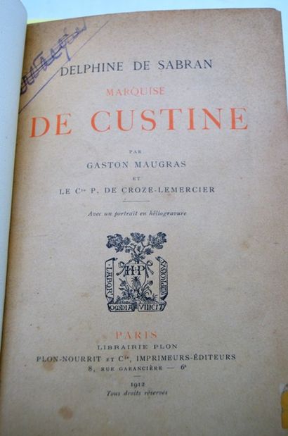 null Batch of 3 volumes

- DE CUSTINE le Marquis, La Russie en 1839, Bruxelles, Wouters...