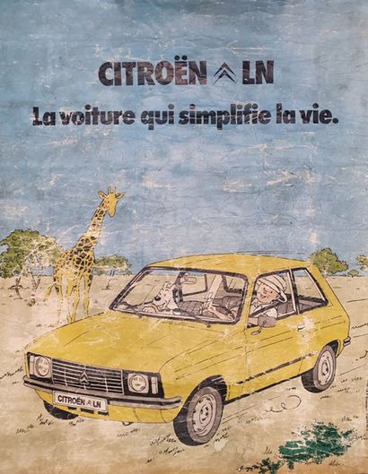 null 
Tinitn, Affiche publicitaire entoilée Citroën LN "La voiture qui simplifie...