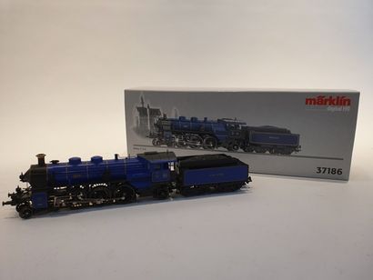 null MÄRKLIN 37186 Reihe S 3/6 locomotive, blue, type 231, 4-axle tender, K. Bay...