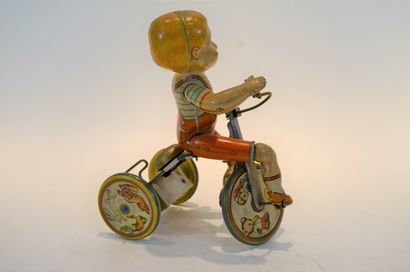 null UNIQUE ART USA, Kiddy cyclist, mechanics in lithographed sheet metal, superb...