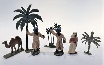 null 
(9) Set of characters, trees and animals from North Africa, ( Made in England,...