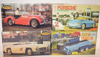 null Aurora, four sixties kits, 1/32nd new in box (Show Trailer, Mercedes - Benz...