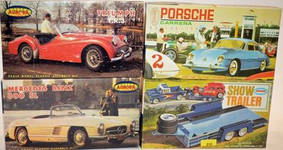 null Aurora, four sixties kits, 1/32nd new in box (Show Trailer, Mercedes - Benz...
