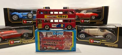 null lot of 5 vehicles in boxes (4 from Burago) and 1 bus in sheet metal.



-4 cars...