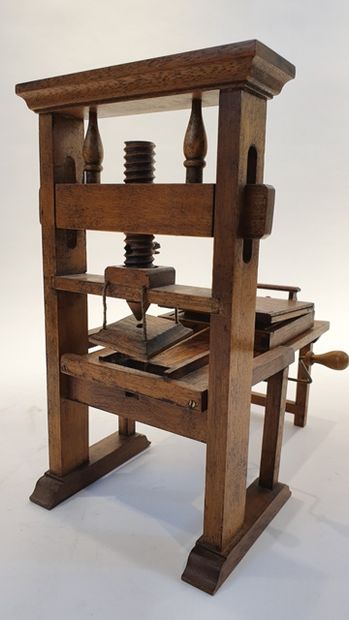 null 
. French TOY, PRESS; "Printer's master piece of furniture" in natural wood,...