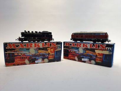 null MÄRKLIN (2) locomotives 3075 & 3096 :

- 3096 locotender 141, black (EB) blue/red...