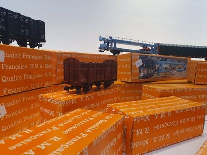 null R.M.A France (23) freight wagons, 18 large (transport of cars in kit form) and...