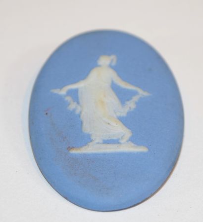 null WEDGWOOD: 7 oval cameo medallions in pale blue jasperware with mythological...